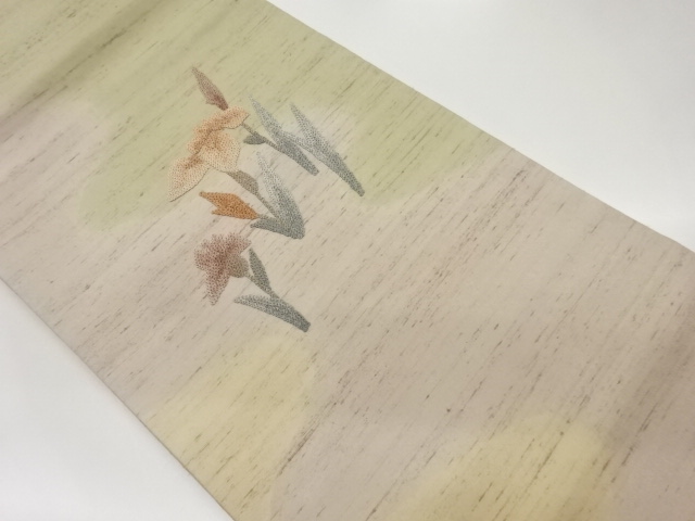 JAPANESE NAGOYA OBI / EMBROIDERY / TSUMUGI / WAVY STRIPE